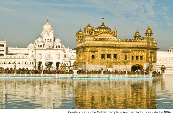 Construction on the Golden Temple in Amritsar, India, concluded in 1604