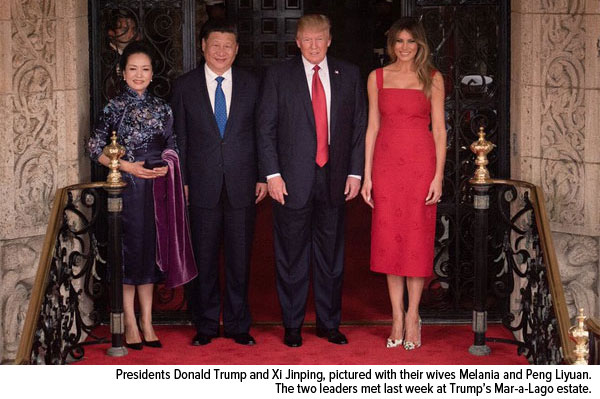 Presidents Donald Trump and Xi Jinping, pictured with their wives Melania and Peng Liyuan. The two leaders met last week at Trump's Mar-a-Lago estate