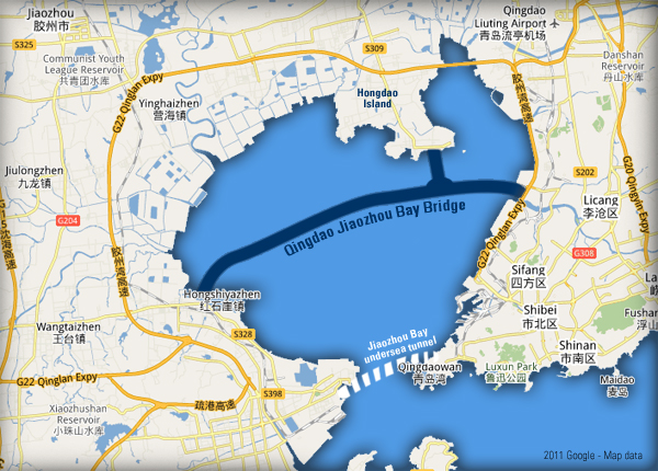 Qingdao Jiaozhou Bridge Bay Bridge Map