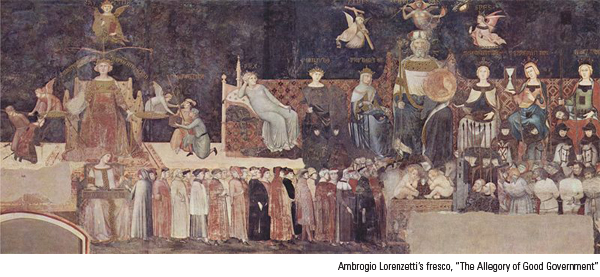Ambriogio Lorenzetti's fresco, 'The Allegory of Good Government'