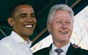 Presidents Barak Obama and Bill Clinton