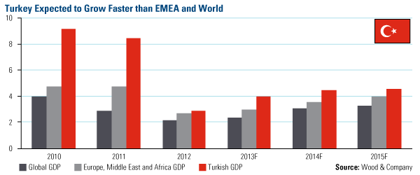 Turkey expected to grow faster than EMEA and World