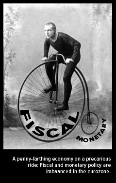 A penny-farthing economy on a precarious ride: Fiscal and monetary policy are imbalanced in the eurozone