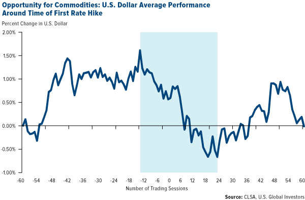  U.S. Dollar Average Performance Around Time of First Rate Hike