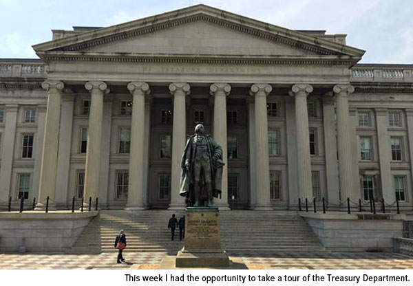 This week I had the opportunity to take a tour of the Treasury Department