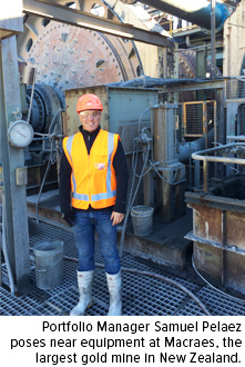 portfolio manager samuel paleaz poses near equipment in macraes the largest gold mine in new zealand