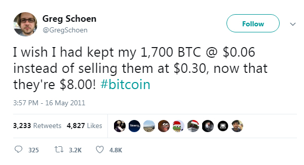 I wish I kept my bitcoin tweet