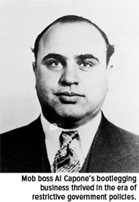 mob boss al capones bootlegging business thrived in the era of restrictive government policies