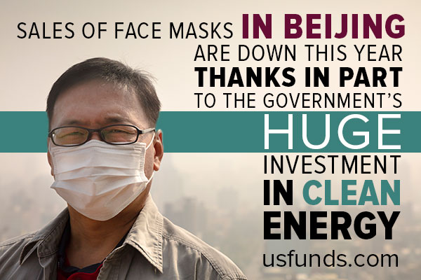 Sales of face masks in beijing are down this year thanks in part to the governments huge investment in clean energy