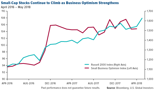 Small cap stocks continue to climb as business optimism strengthens