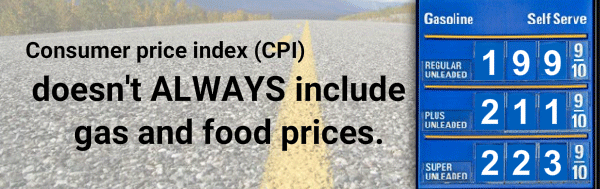 the consumer price index does not always include gas and food prices