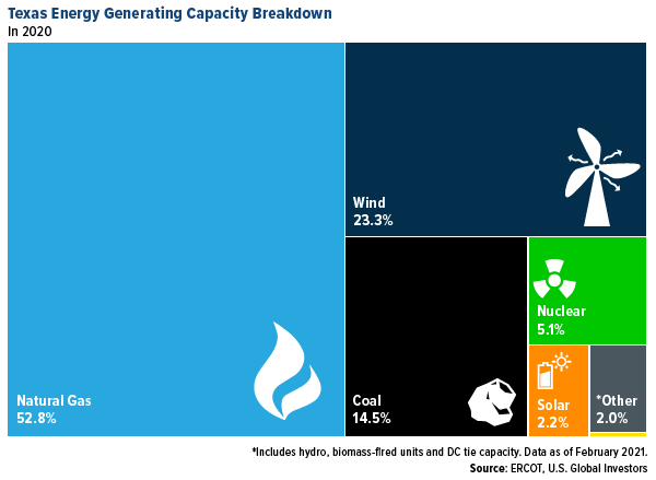 Texas engery generating capacity breakdown