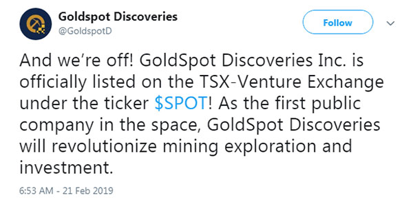 Goldspot Discoveries tweet