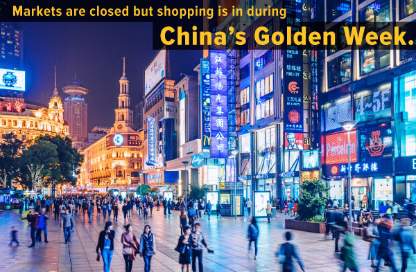 Markets are closed but shopping is in during Chinas Golden Week