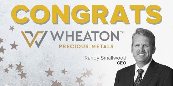 congrats Wheaton Precious Metals Randy Smallwood CEO