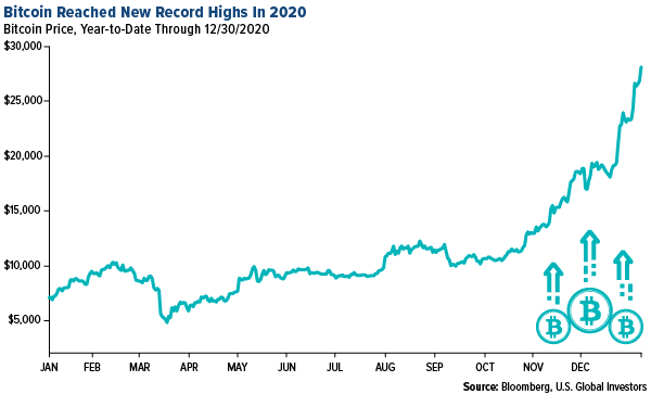 Bitcoin reached new record highs in 2020