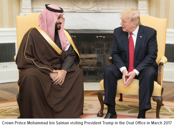 crown prince mohammad bin Salman visiting President Trump in the Oval Office in march 2017