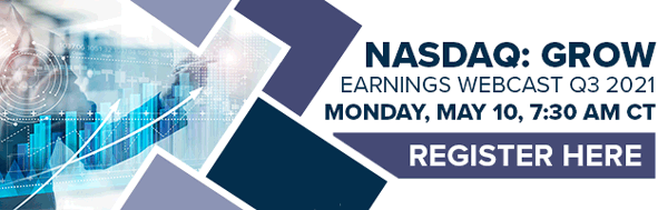 Nasdaq: GROW earnings webcast Q3 2021 Friday May 10, 7:30AM CT - Register here