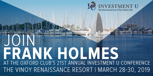 Join Frank Holmes at the Oxford Club 21st Annual Investment U Conference March 28 to 30