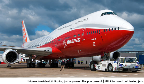 Chinese President Xi Jinping just approved the purchase of $38 billion worth of Boeing jets.