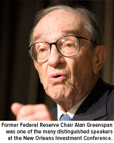 Former Federal Reserve Chair Alan Greenspan one of the many distinguished speakers at the New Orleans Investment Conference