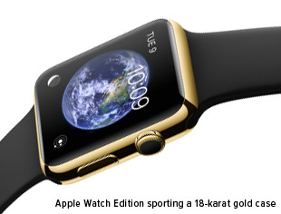 Apple Watch Edition sporting a 18-karat gold case