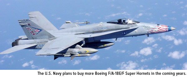 The U.S. Navy plans to buy more Boeing F/A-18E/F Super Hornets in the coming years.