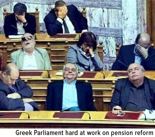 Greek parliament hard at work on pension reform