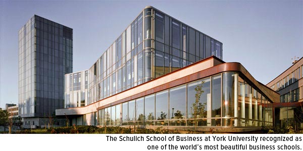 The schulich School of Business at York University, recognized as one of the world's most beautiful business schools.