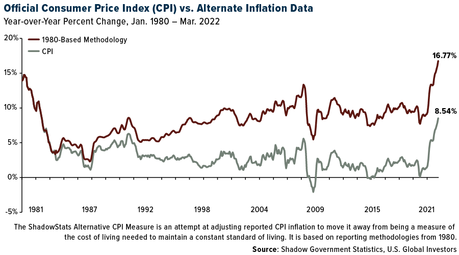 Official Consumer Price Index (CPI) vs ALternate Inflation Data